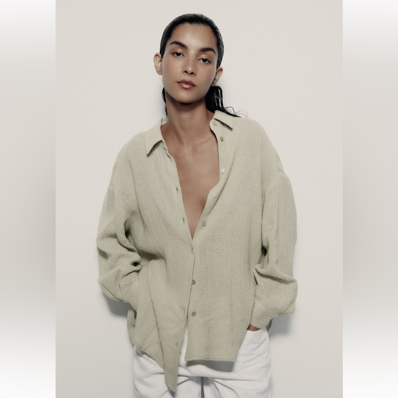 NWT Zara Oversized Linen Shirt - Picture 1 of 8